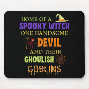 Familien-Halloween-Zitat mit Hexe Teufel Spinne Mousepad