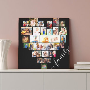 Familien-Herzförmige Fotocollage kleines Quadrat Leinwanddruck