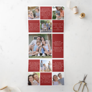Familien-Jahresrückblick-Fotos Tri-Fold-Weihnachts Dreifach Gefaltete Urlaubskarte