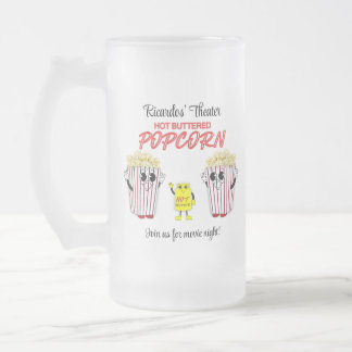 Familien-Kino-Theater Spaß-Popcorn-Maskottchen Mattglas Bierglas