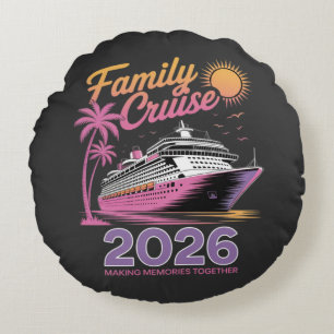 Familien-Kreuzfahrt-Truppe 2026 Urlaub passende Re Rundes Kissen
