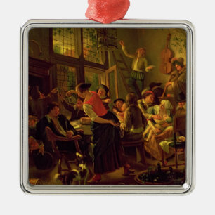 Familien-Mahlzeit (Öl auf Leinwand) Silbernes Ornament