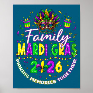 Familien Mardi Gras 2026 Reise Orleans Lustige Übe Poster