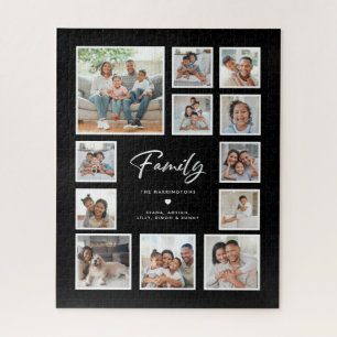 Familien-Mehrfach-Fotocollage-Raster Schwarzer H Puzzle