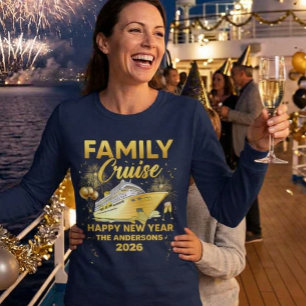 Familien Neujahr Kreuzfahrt Gold Schiff Benutzerde T-Shirt