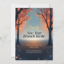 Familien-Neujahrs-Brunch-Einladung Magischer Wald 