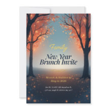 Familien-Neujahrs-Brunch-Einladung Magischer Wald