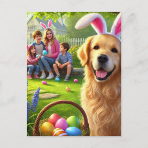 Familien-Osterferien Golden Retriever Postkarte