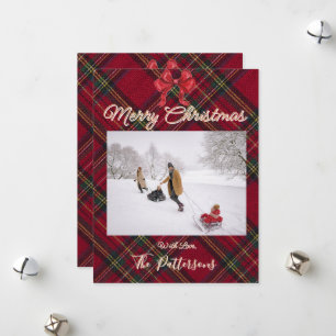 Familien-Schnee-Foto-Plaid-Weihnachts-Feiertagskar Feiertagskarte