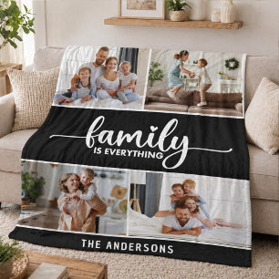 Familien-Schrift-Typografie-Fotocollage Fleecedecke