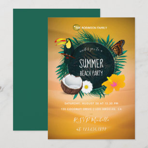 Familien-Sommerferien-Strandparty-Einladung Einladung