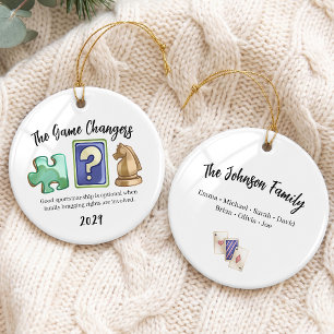 Familien-Spielabend-Gruppe Keramik Ornament