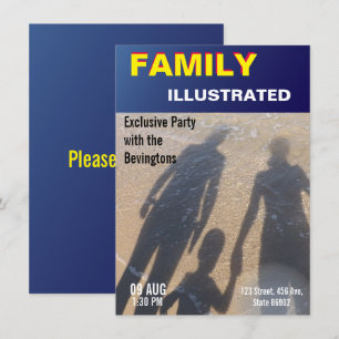 Familien-Strandparty Fake-News Faux-Magazincover Einladung