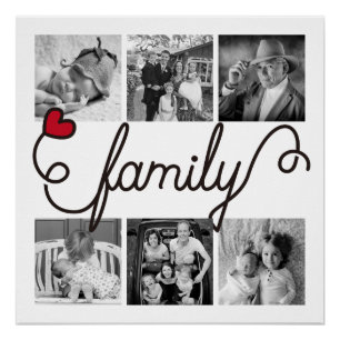 Familien-Typografie-Kunst-rote Herz Instagram Poster