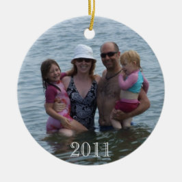 Familien Weihnachten 2011 am Strand Keramik Ornament