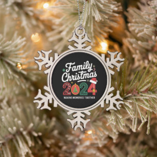 Familien-Weihnachten 2024 passendes Outfit Xmas-Sq Schneeflocken Zinn-Ornament