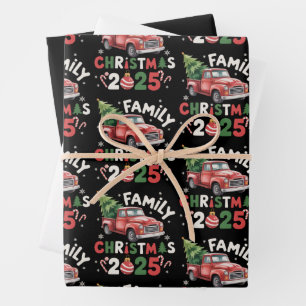 Familien-Weihnachten 2025 Crew-Gruppe passende Fam Geschenkpapier Set