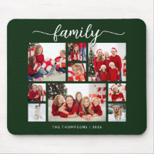 Familien-Weihnachten 9-Foto-Collage Waldgrün