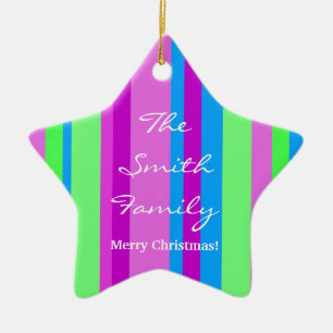 Familien-Weihnachten in Grünem und in Lila Keramikornament