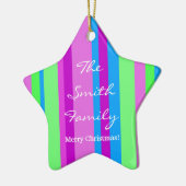 Familien-Weihnachten in Grünem und in Lila Keramikornament (Links)