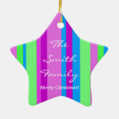 Familien-Weihnachten in Grünem und in Lila Keramikornament (Hinten)