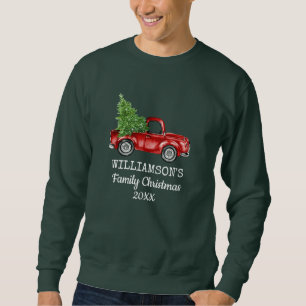 Familien-Weihnachten Vintage-LKW Personalisiert Gr Sweatshirt