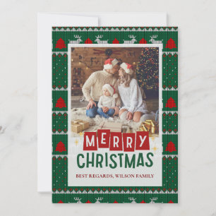 Familien-Weihnachts-Fotokarte mit gestricktem Pull Feiertagskarte