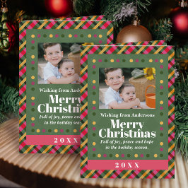 Familien-Weihnachts-Kariert Foto Feiertags-Postkar Karte