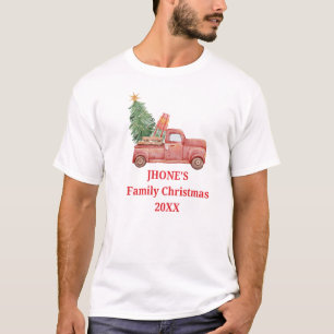 Familien-Weihnachts-Lkw Vintage personalisiert T-Shirt