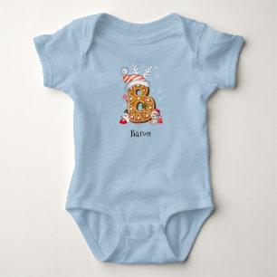 Familien-Weihnachts-Santa-Lebkuchen-Buchstabe-B-Ju Baby Strampler
