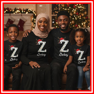 Familien-Weihnachts-T-Shirt mit monogrammierten Re T-Shirt