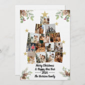 Familien-Weihnachtsbaum-Foto-Karten-Collage Einladung (Vorne/Hinten)