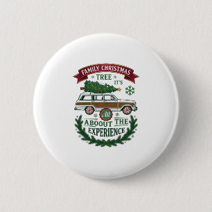 Familien-Weihnachtsbaum-Station-Wagen-Kiefer-Kranz Button