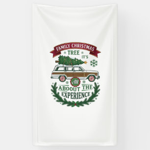 Familien-Weihnachtsbaum-Station-Wagen-Tannen-Kranz Banner