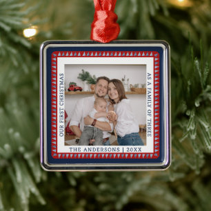 Familien-Weihnachtsfoto modern Ornament Aus Metall