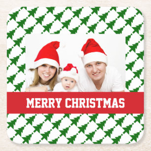 Familien-WeihnachtsFoto Rechteckiger Pappuntersetzer