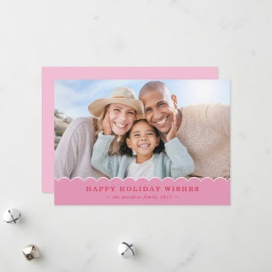 FAMILIEN WEIHNACHTSFOTO süß lustig Muschel rosa ro Feiertagskarte