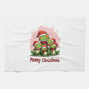 Familien-Weihnachtsfrösche (1) Geschirrtuch