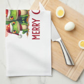 Familien-Weihnachtsfrösche (3) Geschirrtuch (Viertel Falte)