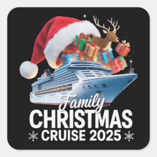 Familien-Weihnachtskreuzfahrt 2025 passende Weihna Quadratischer Aufkleber