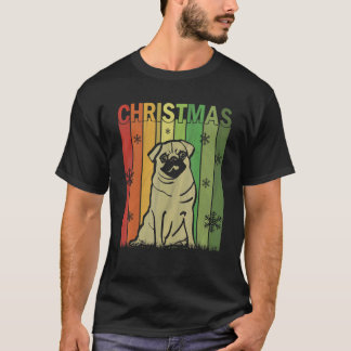 Familien-Weihnachtspyjamas passend Retro-Mops-Hund T-Shirt