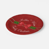 Familien-Weihnachtsrote und grüne Bögen Pappteller (Schrägansicht)