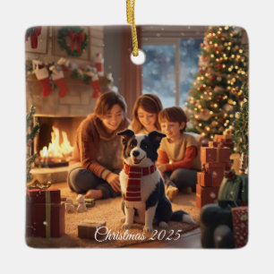 Familien-Weihnachtsschmuck mit Border Collie – Coz Keramikornament