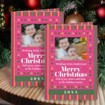 Familien-Weihnachtsstreifen-Foto-Feiertags-Postkar