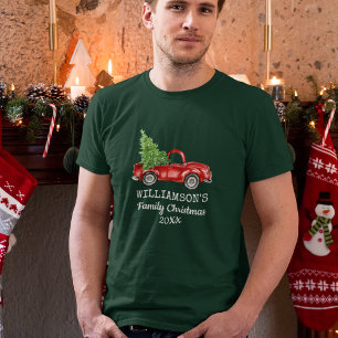 Familien-WeihnachtsVintager LKW-personalisiertes T-Shirt