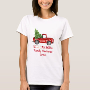 Familien-WeihnachtsVintager LKW personalisiertes W T-Shirt