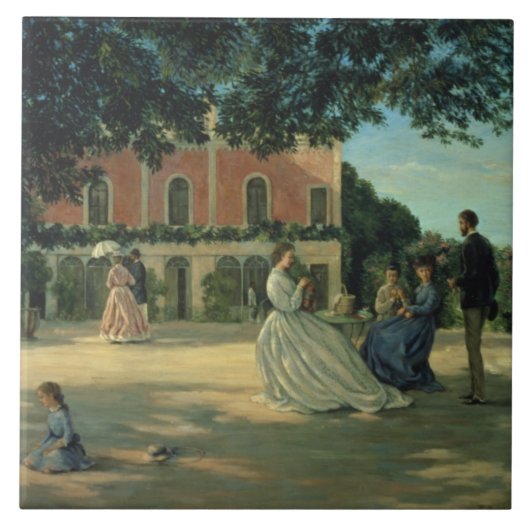 Familien-Wiedersehen auf der Terrasse bei Meric, Fliese (Vorderseite)