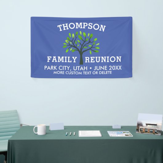 Familien-Wiedersehen-Baum-Name-Standort-Datum Banner (Messeveranstaltung)