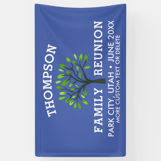Familien-Wiedersehen-Baum-Name-Standort-Datum Banner (Vertikal)