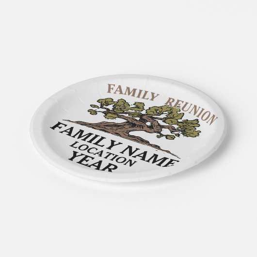 Familien-Wiedersehen-Baum-Papier-Teller Pappteller (Schrägansicht)